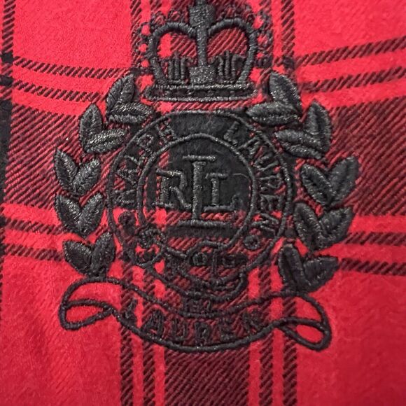 Lauren Ralph Lauren Pajama Set Womens Large Red Flannel Crest‎ Buffalo Plaid - Picture 2 of 15